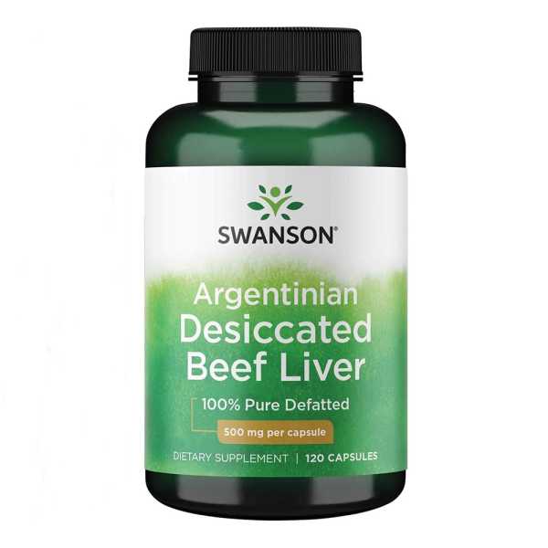 Swanson, Argentinian Desiccated Beef Liver - 100% Rein fettfrei, 500mg, 120 Kapseln