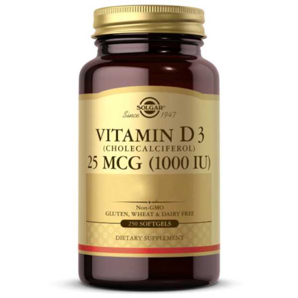 Solgar, Vitamin D3, 1000 IU, 250 Weichkapseln